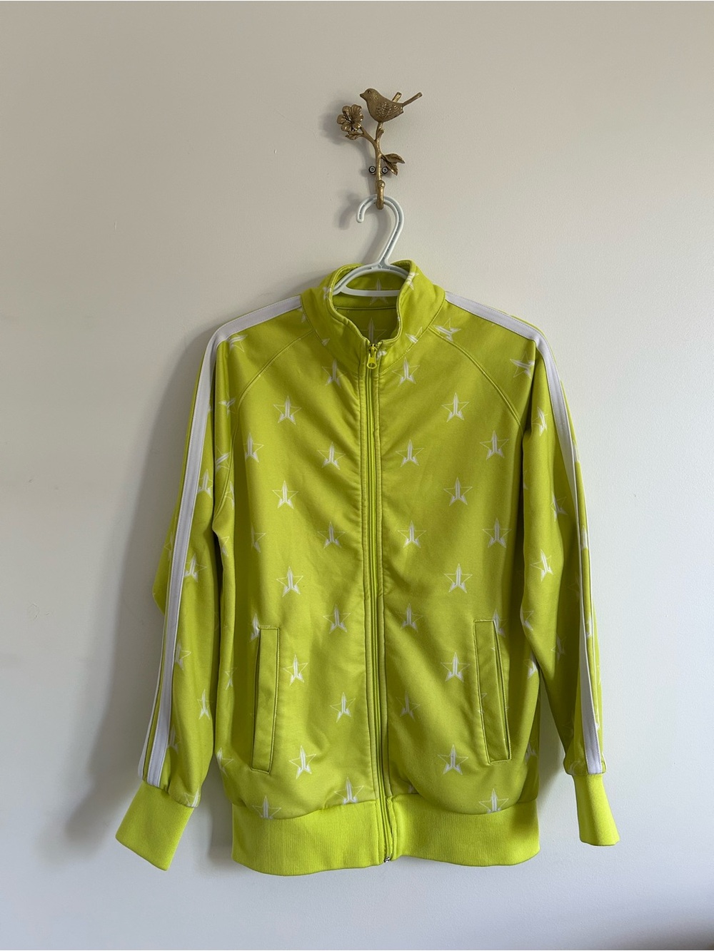 Jeffree Star Tracksuit Jacket - Neon Green-Yellow/White Small Unisex Full Zip
